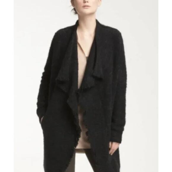 Vince Wool Mohair Chunky Boucle Cardigan Sweater Coat S Black Minimalist Capsule - Picture 1 of 7